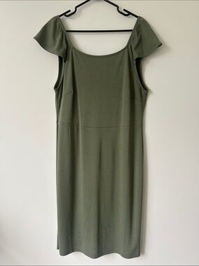 Old Navy Ruffled Ponte-Knit Sheath Olive Dress